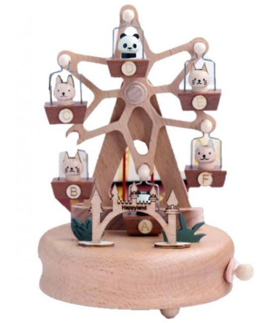 圓形 動物摩天輪 木質音樂盒 MUSIC BOX